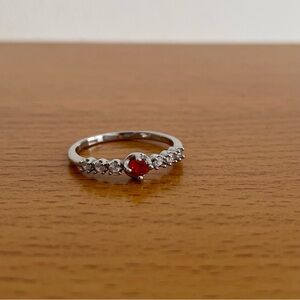 Elegant Silver and Red Gemstone Ring